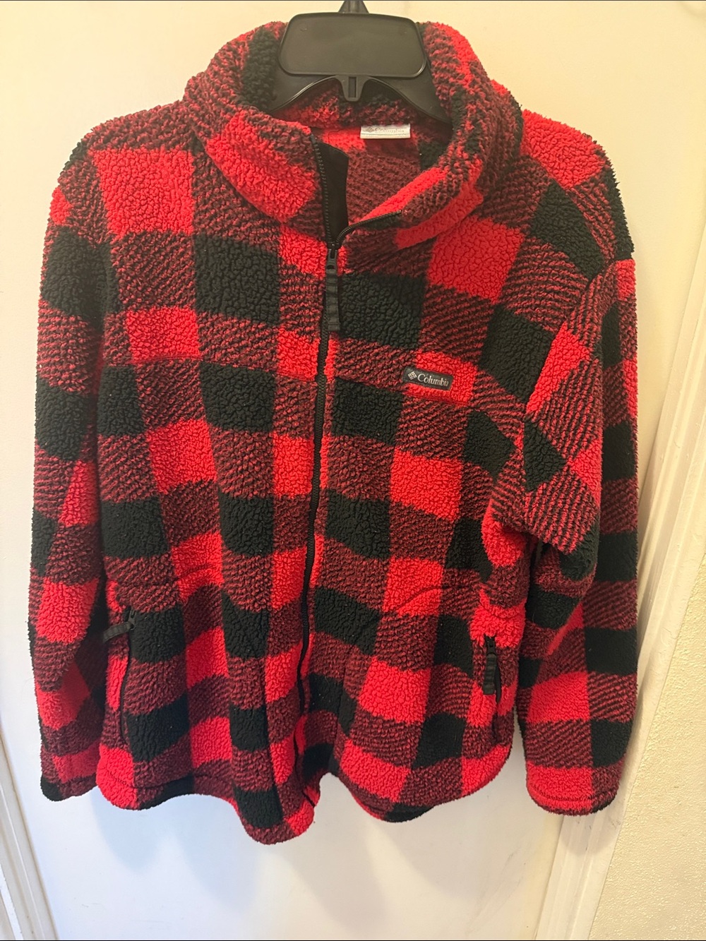 Columbia Red and Black Buffalo Plaid Sherpa Fleece Jacket